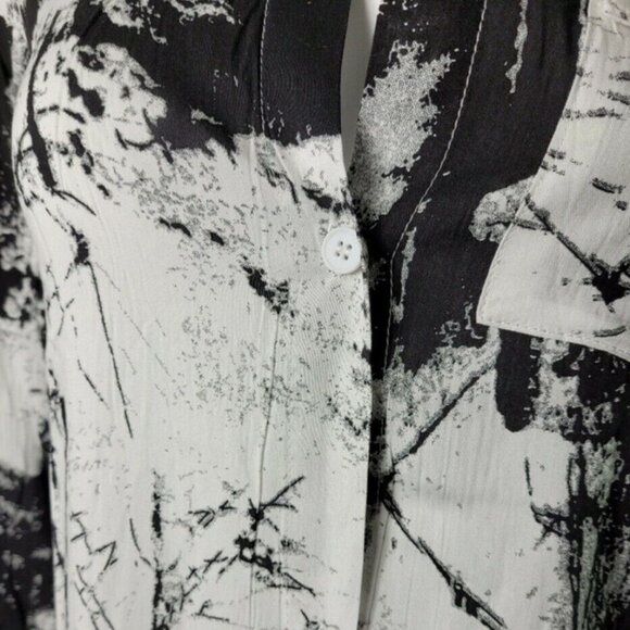 Boutique Dress Day Abstract Oversized Button Front Shirt Dress Black White Maxi - Picture 9 of 13